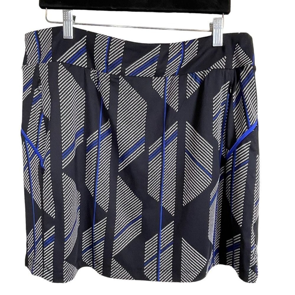 Tail Skort Jersey Black Blue White Geometric Zip Pockets Skirt Size L